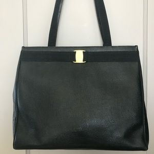 Salvatore Ferragamo Women’s Black Authentic Vara Shoulder Tote